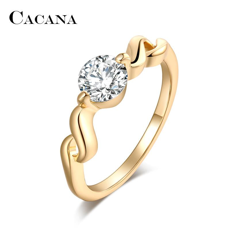 Gold and CZ Engagement Ring