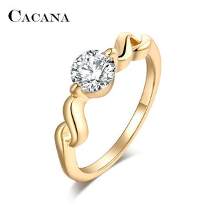 Gold and CZ Engagement Ring